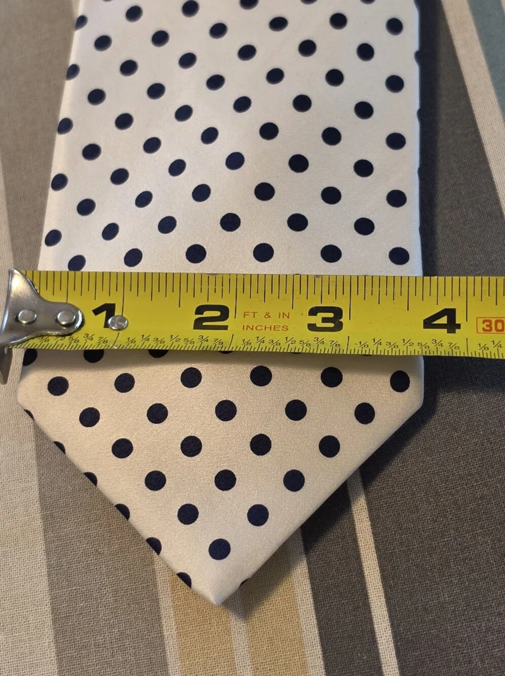 Italo Ferretti 100% Silk Necktie Mens Blue Polka Dot Hand Made in Italy